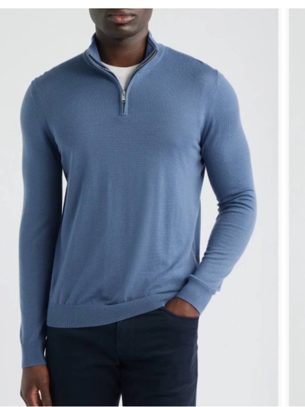 Nordstrom Men's Blue Quarter-Zip Sweater - Classic Knit Pullover. Size 2XL.